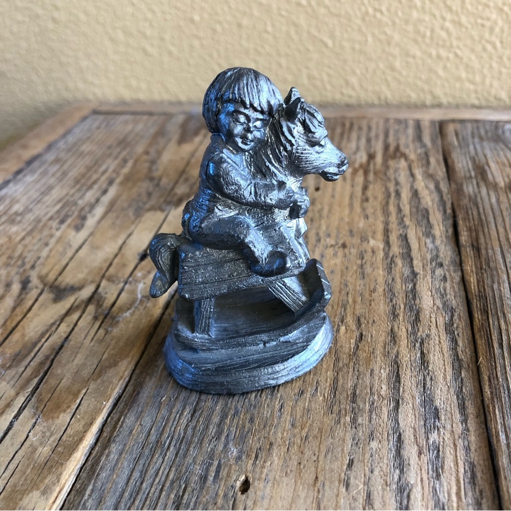 Vintage Michael Ricker pewter rocking horse figurine